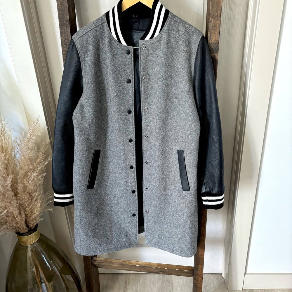 Women's Gray and Black Varsity Jacket